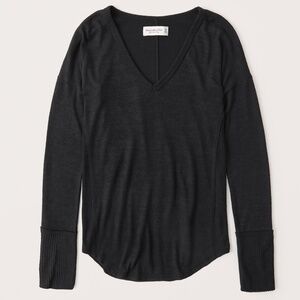 Abercrombie Women's Long-Sleeve Cozy Legging Tee - Black - Small